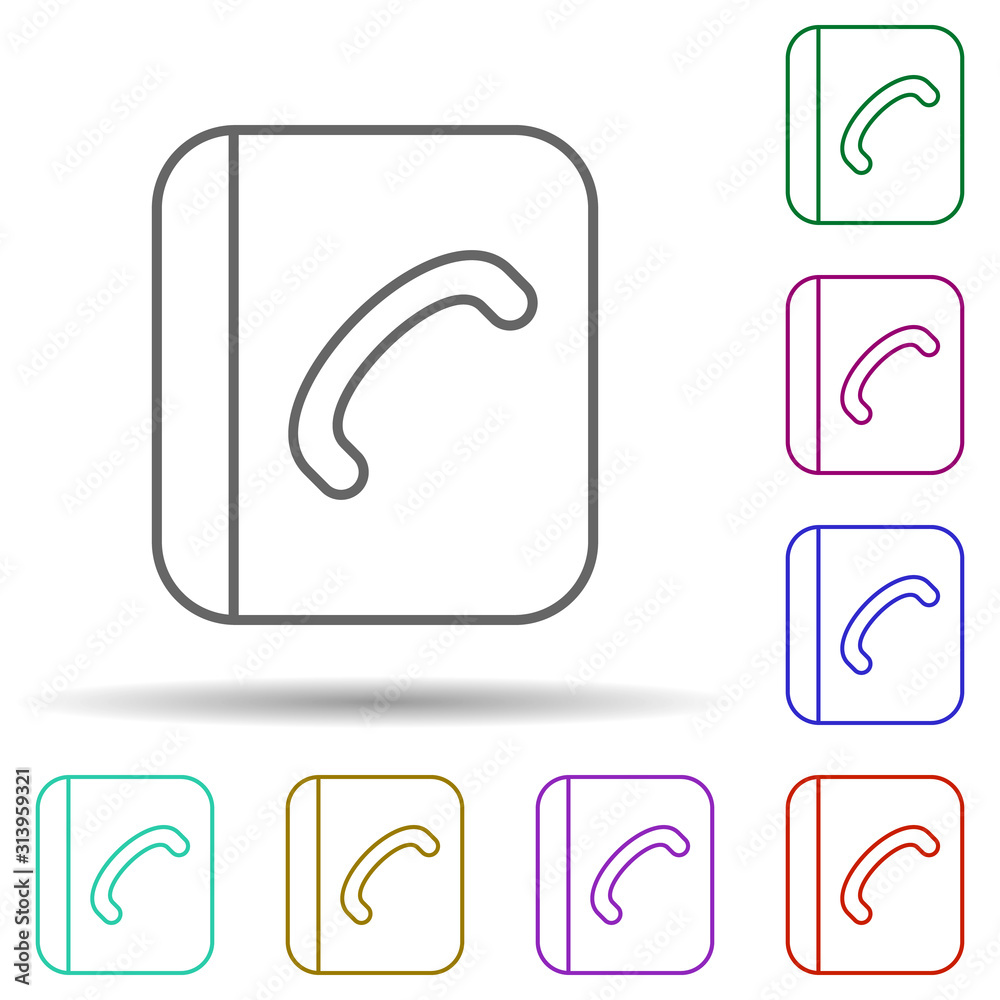 Phonebook multi color icon. Simple thin line, outline vector of web icons for ui and ux, website or mobile application