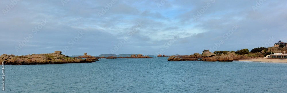 Beautiful seascape of the pink granite coast in Brittany. France Beautiful seascape of the pink granite coast in Brittany. France