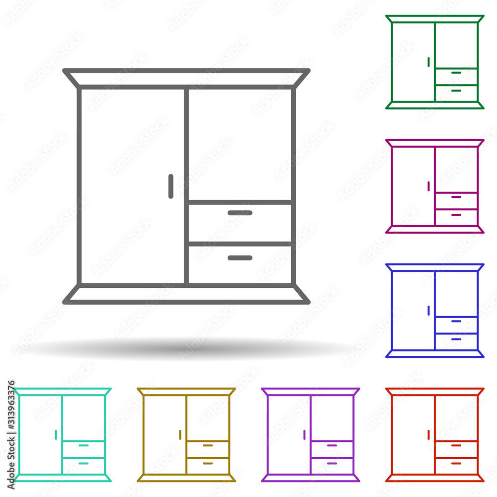 wardrobe multi color style icon. Simple thin line, outline vector of furniture icons for ui and ux, website or mobile application wardrobe multi color style icon. Simple thin line, outline vector of furniture icons for ui and ux, website or mobile application