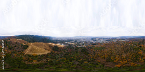 Wakakusa Mountain and Nara in Autumn, 360 VR Panoramic VIew photo
