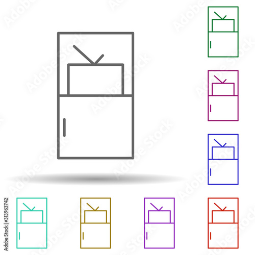 tv table multi color style icon. Simple thin line, outline vector of furniture icons for ui and ux, website or mobile application