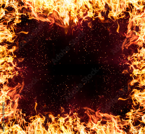 Fotografie, Obraz flames of fire on a black background