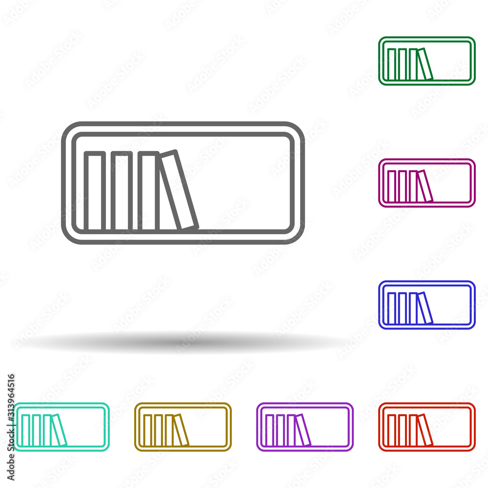 bookshelf multi color style icon. Simple thin line, outline vector of furniture icons for ui and ux, website or mobile application bookshelf multi color style icon. Simple thin line, outline vector of furniture icons for ui and ux, website or mobile application