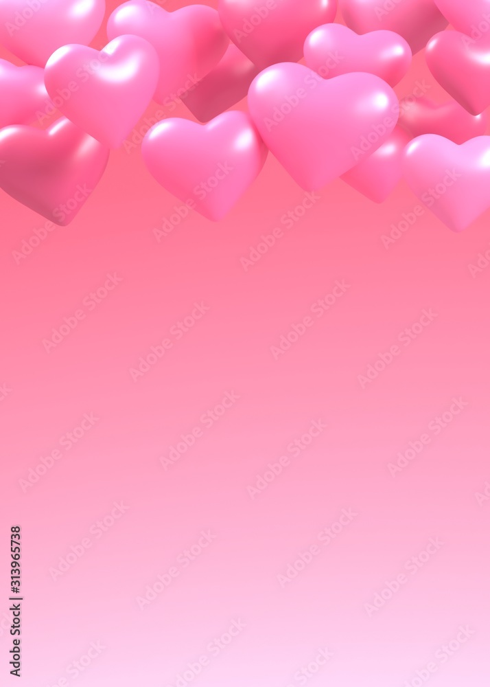 3d rendering of heart in Valentine Day