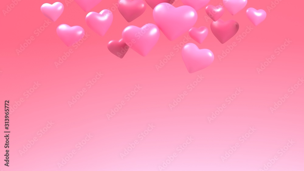 3d rendering of heart in Valentine Day