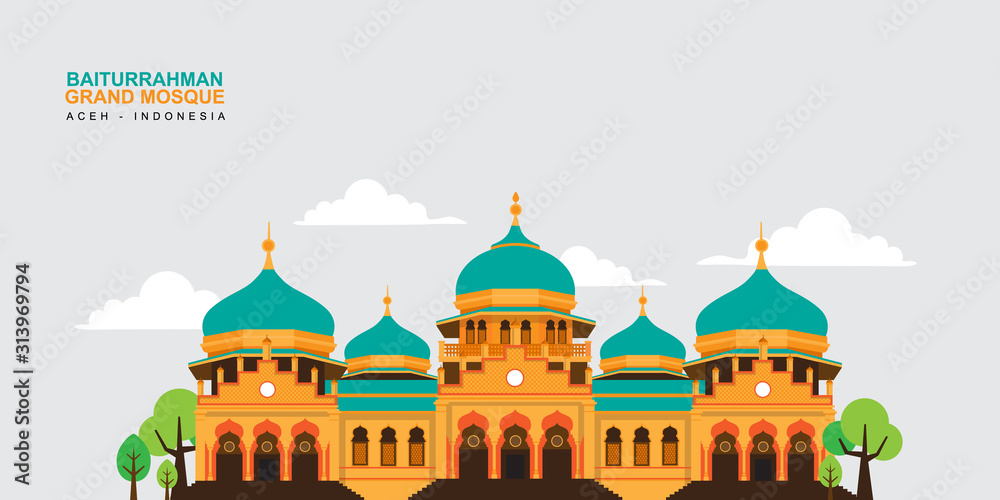 Obraz premium mosque illustration with flat design concept