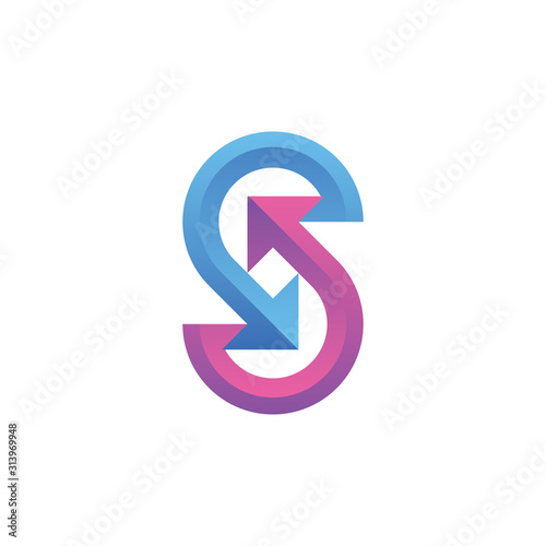 Letter S and Arrow Shift Logo Design