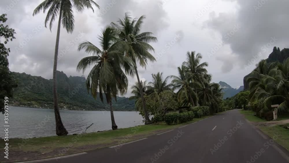 Glide view of Cooks bay. Moorea, Tahiti French Polynesia. Adventures on tropical island, luxury honeymoon vacation, romantic getaway. Glide view of Cooks bay. Moorea, Tahiti French Polynesia. Adventures on tropical island, luxury honeymoon vacation, romantic getaway.