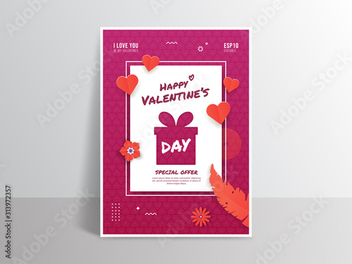Valentine's day party posters, flyers template, symbol of romantic holiday celebration