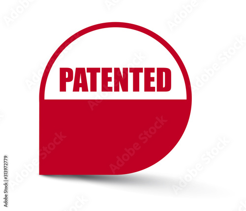 red vector banner patented