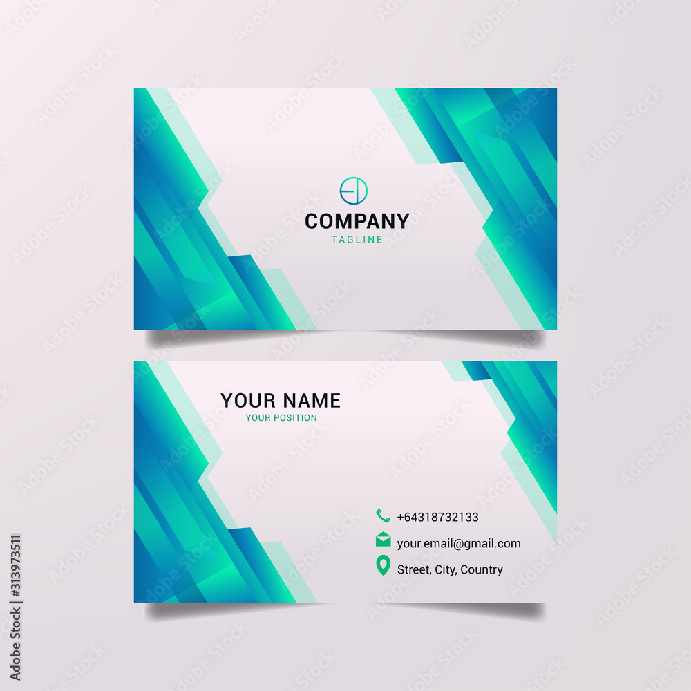 abstract blue geometry business card design vector image