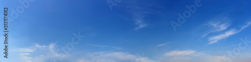 Panorama sky with cloud on a sunny day. Beautiful cirrus cloud. Panoramic image.