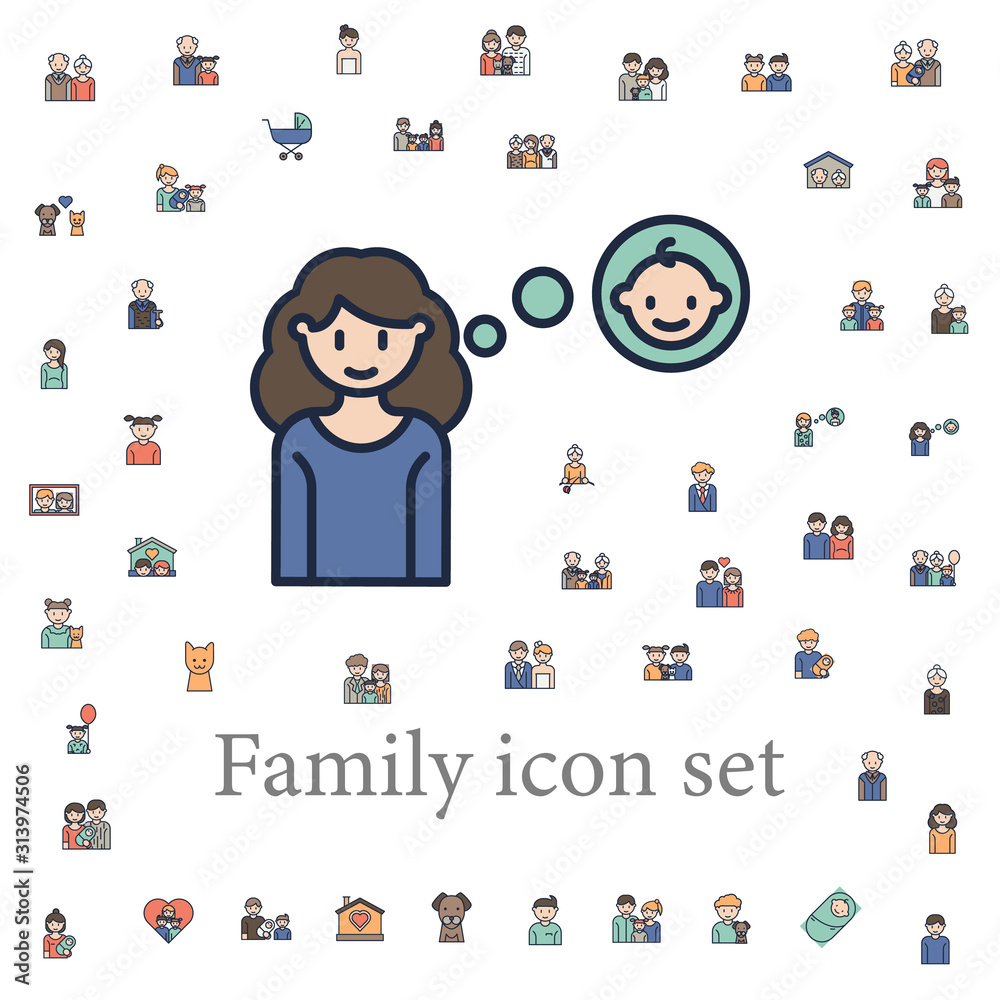 mother thinks about baby icon. family icons universal set for web and mobile mother thinks about baby icon. family icons universal set for web and mobile