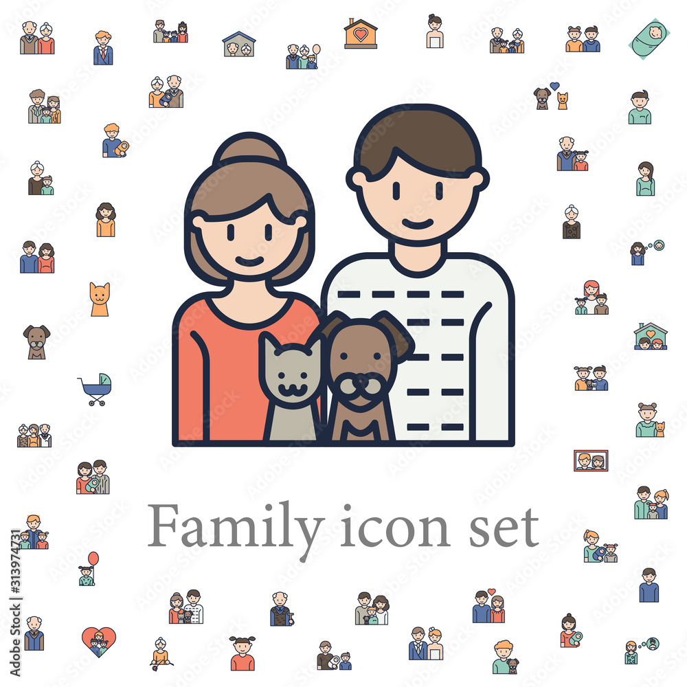 couple with pets icon. family icons universal set for web and mobile
