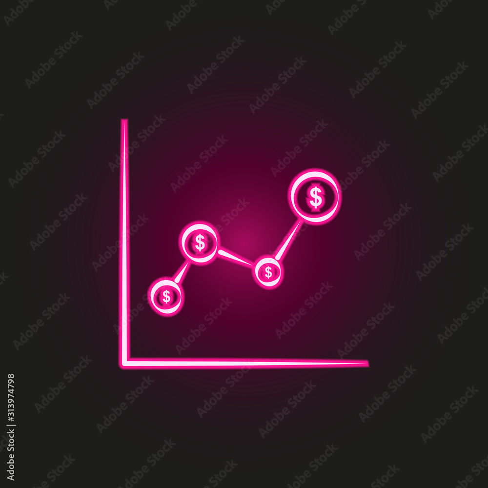 Capital gains neon style icon. Simple thin line, outline vector of finance icons for ui and ux, website or mobile application