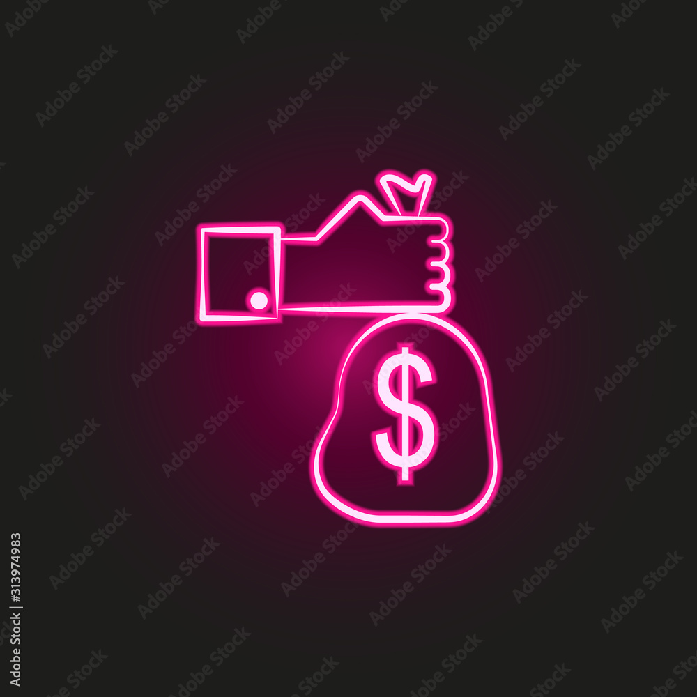 Self-employed income neon style icon. Simple thin line, outline vector of finance icons for ui and ux, website or mobile application Self-employed income neon style icon. Simple thin line, outline vector of finance icons for ui and ux, website or mobile application