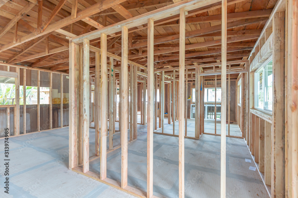Interior construction home remodel framing project Interior construction home remodel framing project