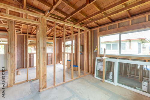 Interior construction home remodel framing project © Kelly Headrick