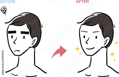 眉毛　脱毛　男性　イラスト