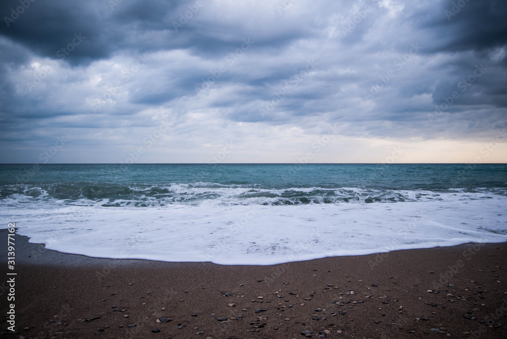 Black Sea Shore Storm Yalta Crimea Cloudy weather