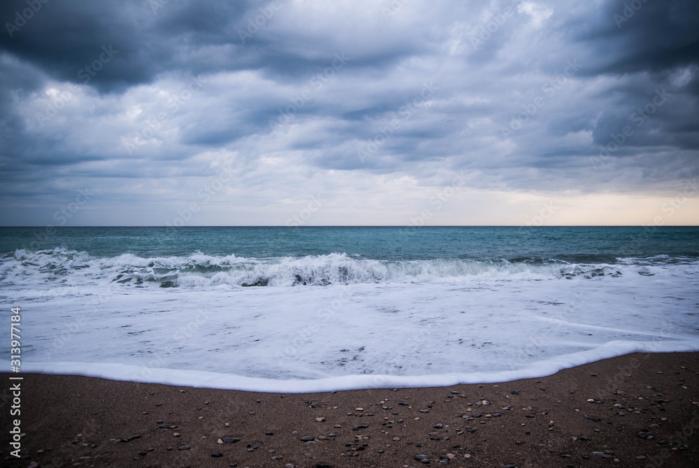 Black Sea Shore Storm Yalta Crimea Cloudy weather