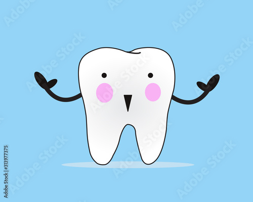 Cute flat teeth character. design illustration