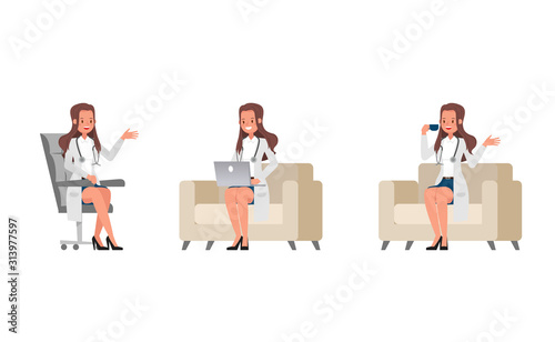 Woman doctor vector character design. Presentation in various action. no6