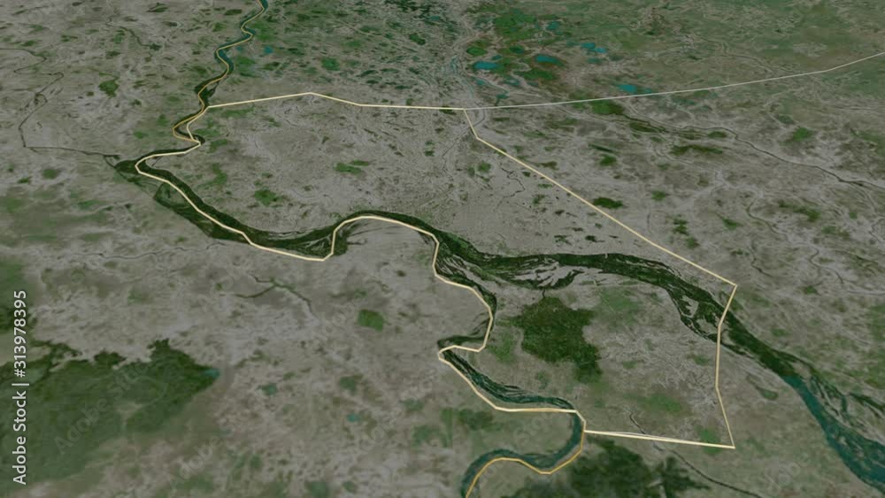Ville de N'Djamena, region with its capital, zoomed and extruded on the satellite map of Chad in the conformal Stereographic projection. Animation 3D Ville de N'Djamena, region with its capital, zoomed and extruded on the satellite map of Chad in the conformal Stereographic projection. Animation 3D