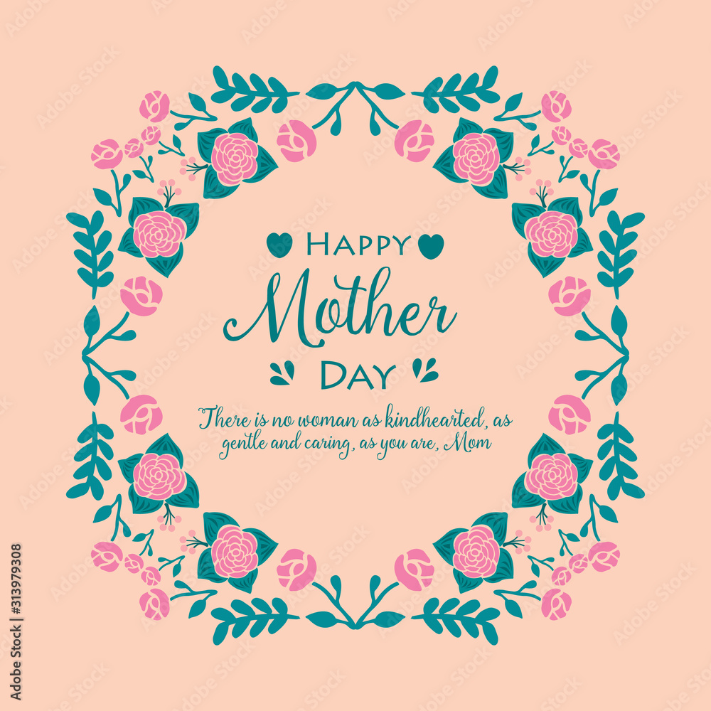 Elegant rose pink floral pattern design, for happy mother day cards decoration. Vector