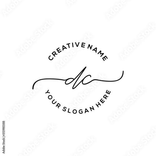 Initial letter DC Signature handwriting Logo Vector photo