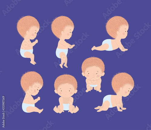 Babys in differents possitions vector design photo