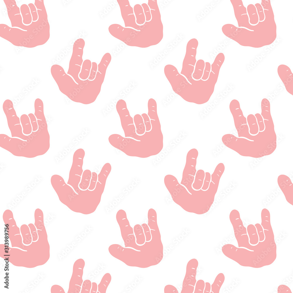 Vector illustration of hand love sign pattern in cartoon style. Vector illustration of hand love sign pattern in cartoon style.