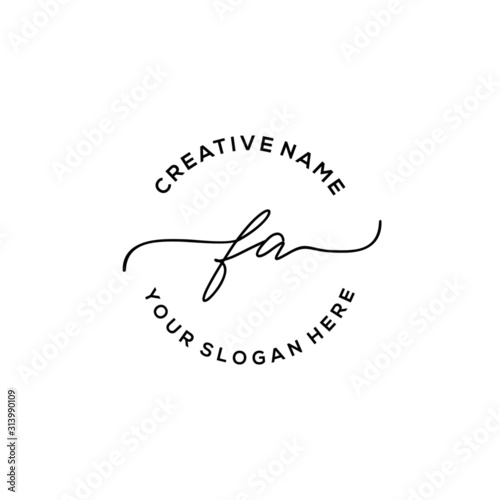 Initial letter FA Signature handwriting Logo Vector photo