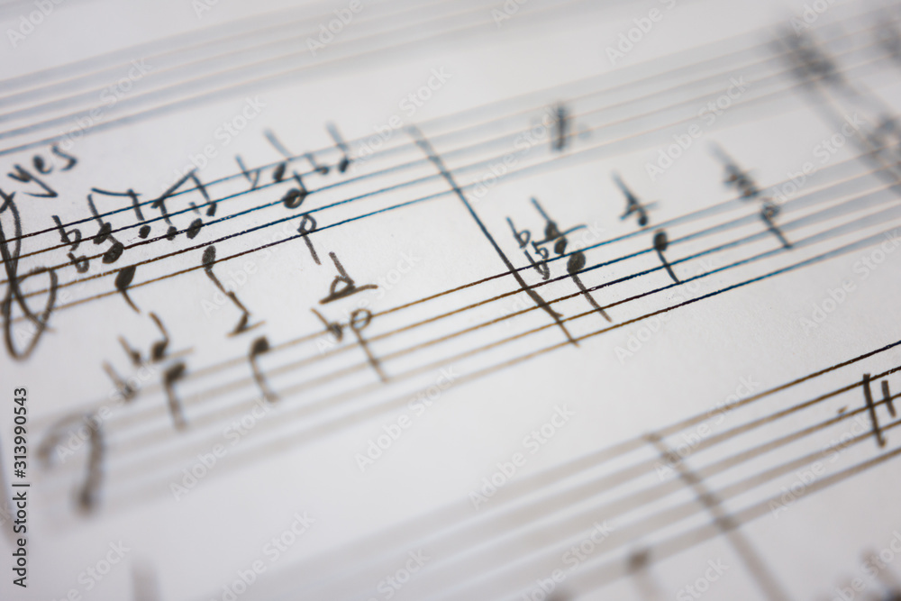 Handwritten sheet music on clean white paper Handwritten sheet music on clean white paper