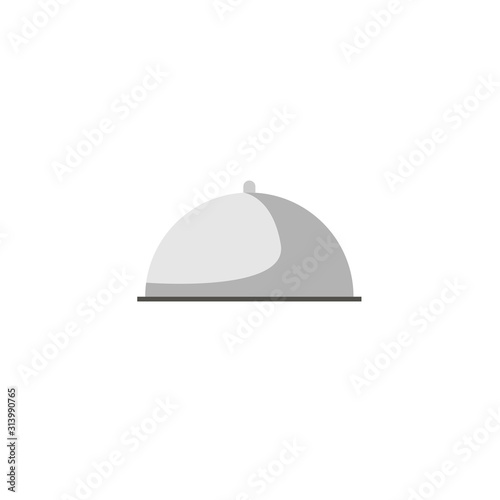 Covered with a tray of food flat illustration on white background