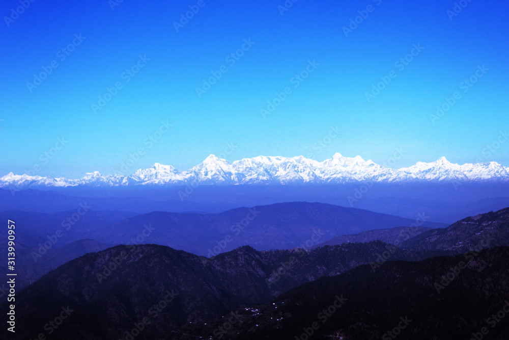 view of Himalayan ranges from another mountains