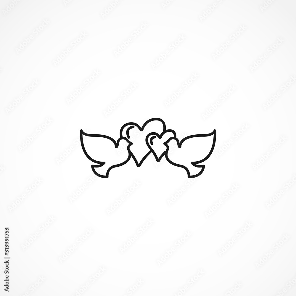 doves with heart vector icon on white background doves with heart vector icon on white background