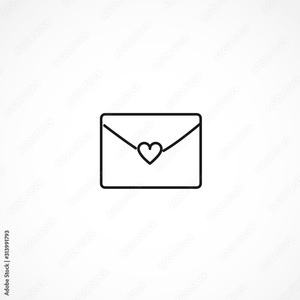 love envelope vector icon on white background love envelope vector icon on white background
