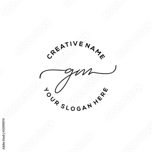 Initial letter GM Signature handwriting Logo Vector