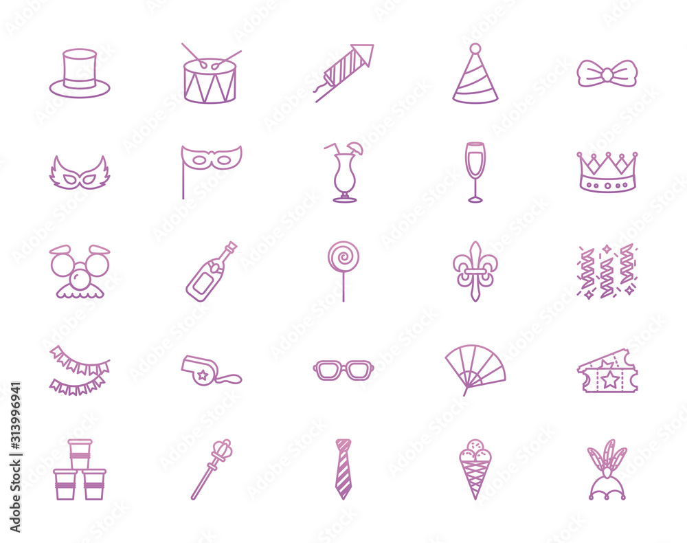 Party and celebration icon set vector design
