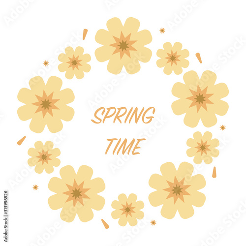 Frame template with flat flowers and a text sample.