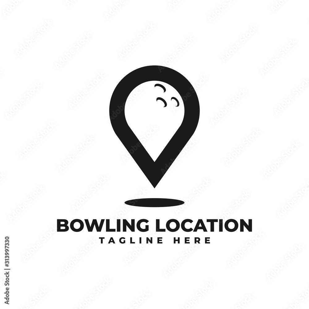 Bowling Location Logo Vector Icon Illustration Bowling Location Logo Vector Icon Illustration