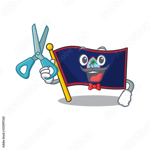 Smiley Funny Barber flag guam cartoon character design style