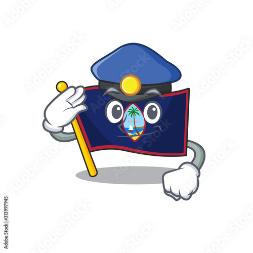 Flag guam Cartoon mascot performed as a Police officer