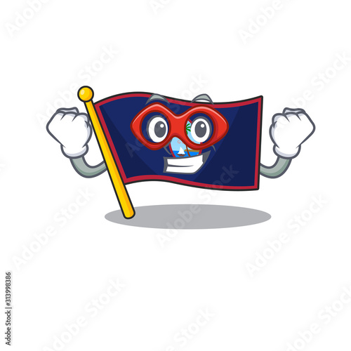Smiley mascot of flag guam dressed as a Super hero