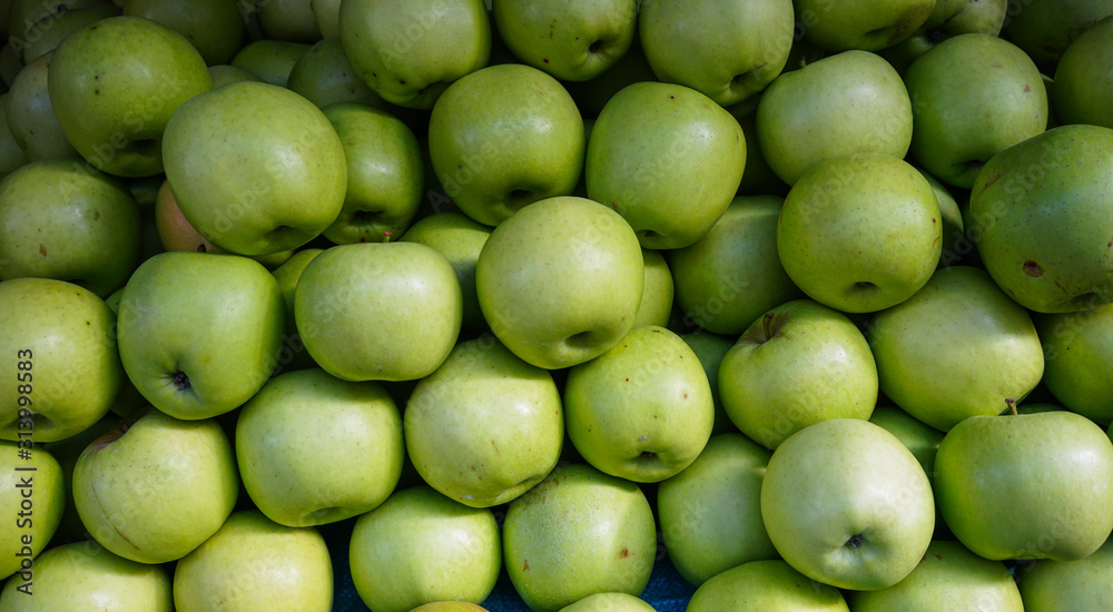 Green apples at rural market