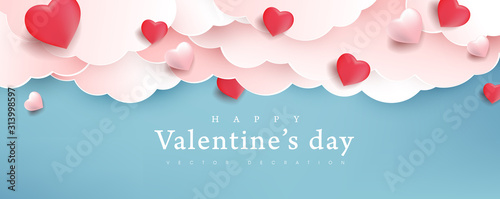 Valentines day background with Heart Shaped Balloons. Vector illustration.banners.Wallpaper.flyers, invitation, posters, brochure, voucher discount.