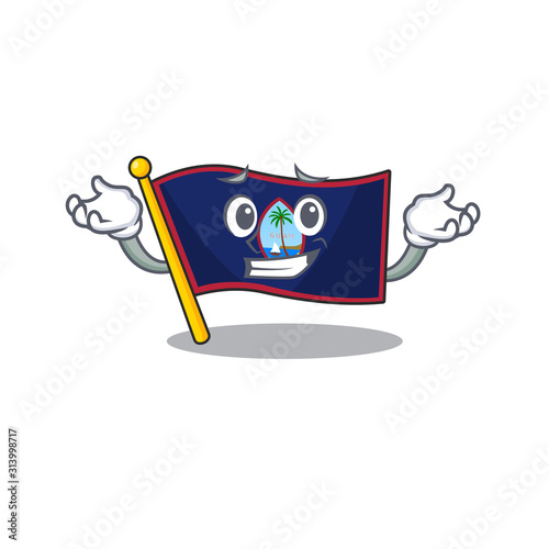 Super Funny Grinning flag guam mascot cartoon style