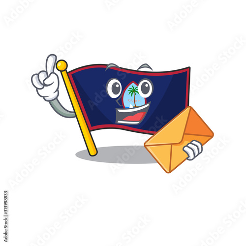 Cheerfully flag guam mascot design with envelope