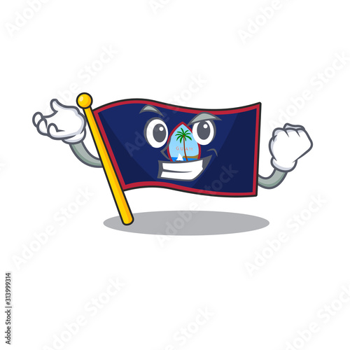 Happy confident Successful flag guam cartoon character style